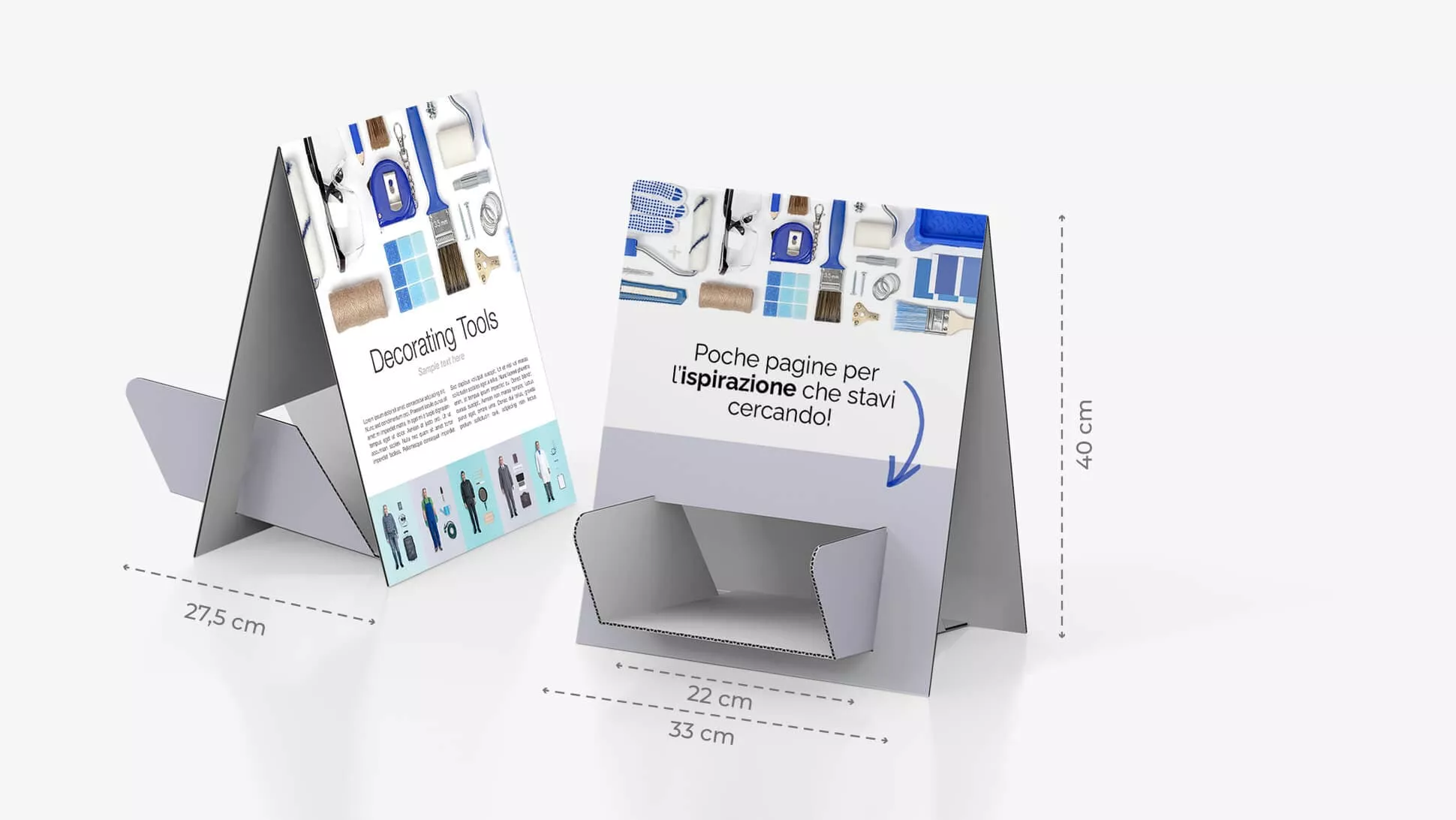 Portadepliant da tavolo bifacciale con grafica fai da te | tictac.it