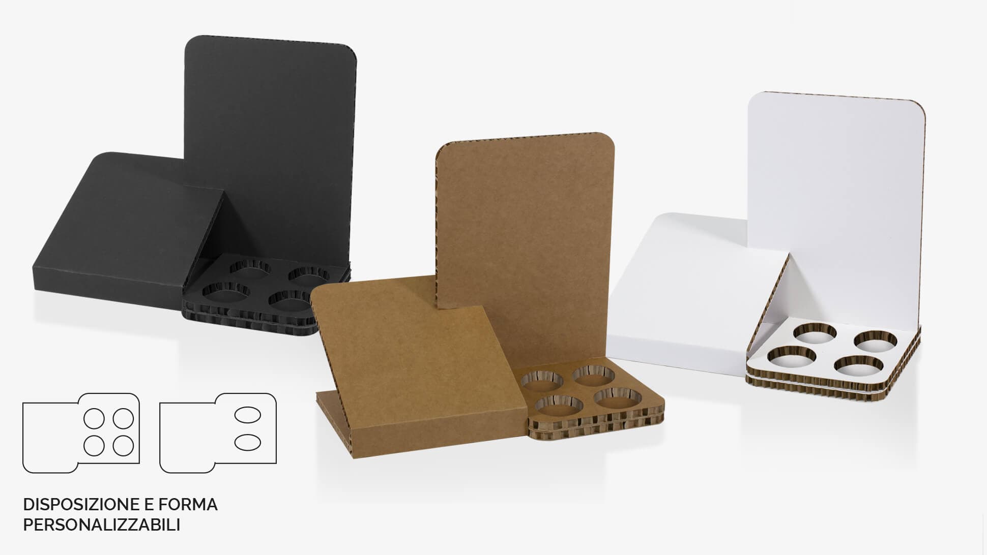 Espositore da banco Gelso disponibile color avana o nero con fori personalizzabili alla base | tictac.it Espositore da banco Gelso disponibile color avana o nero con fori personalizzabili alla base | tictac.it