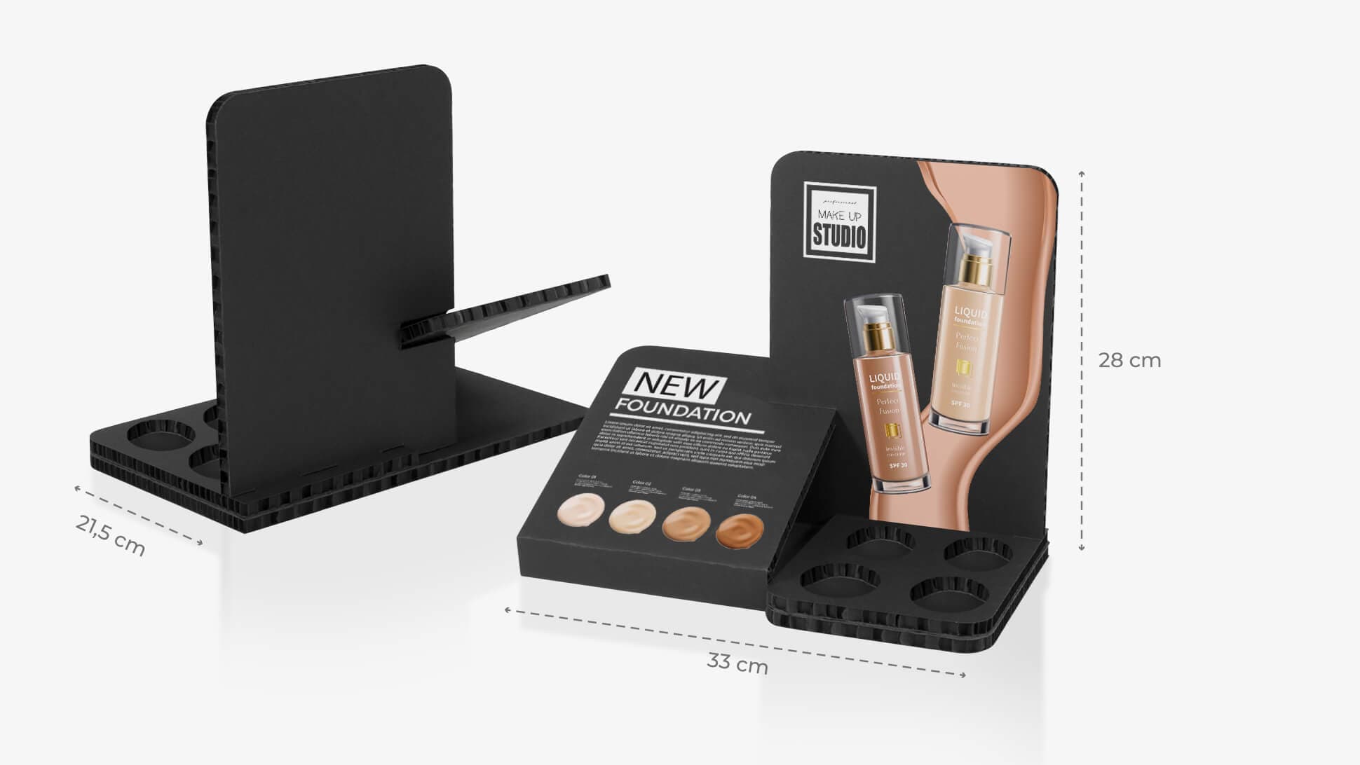 Espositore in cartone nero Gelso per cosmesi | tictac.it Espositore in cartone nero Gelso per cosmesi | tictac.it