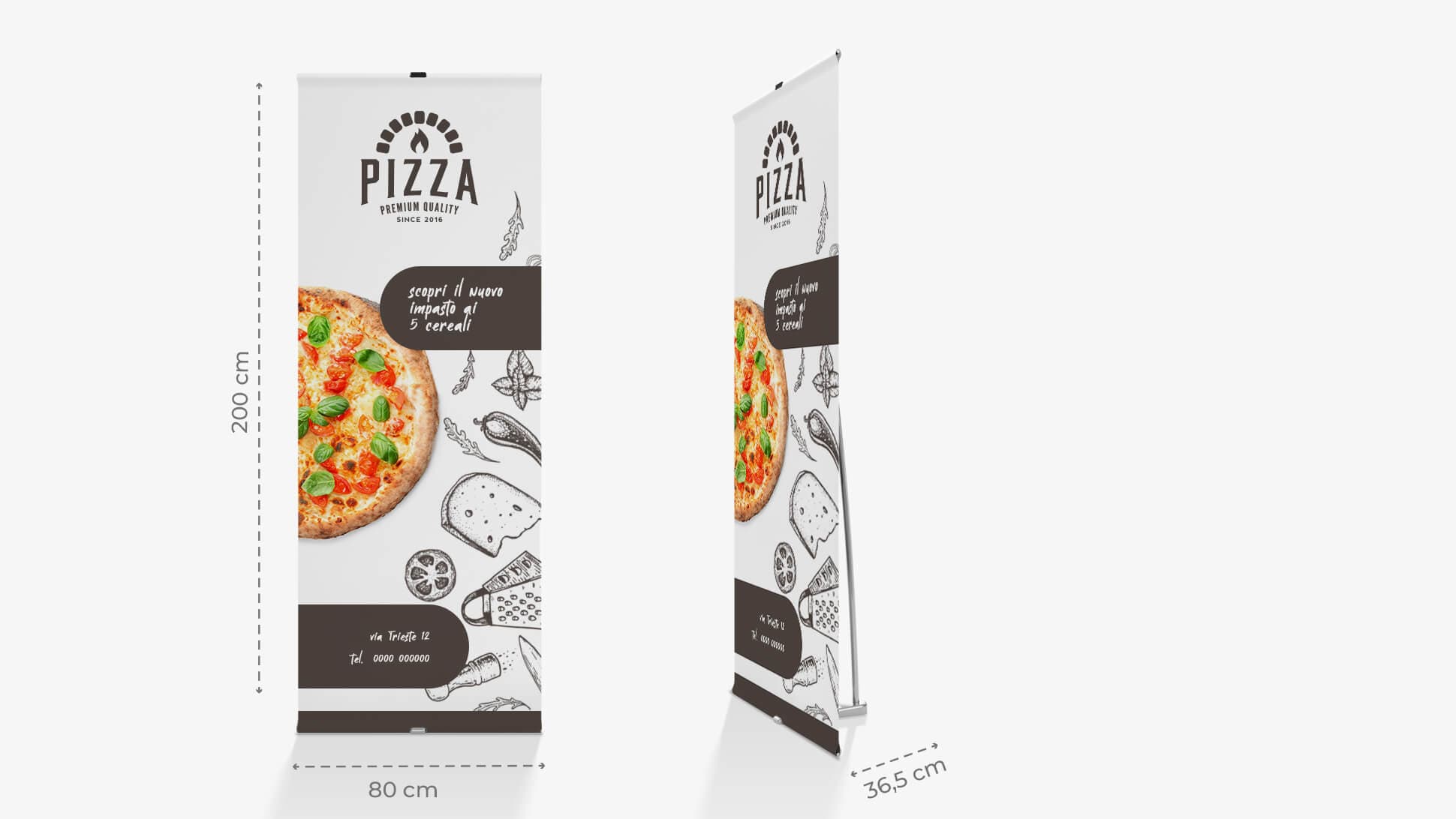 Roll Up Mitico con grafica pizzeria | tictac.it Roll Up Mitico con grafica pizzeria | tictac.it