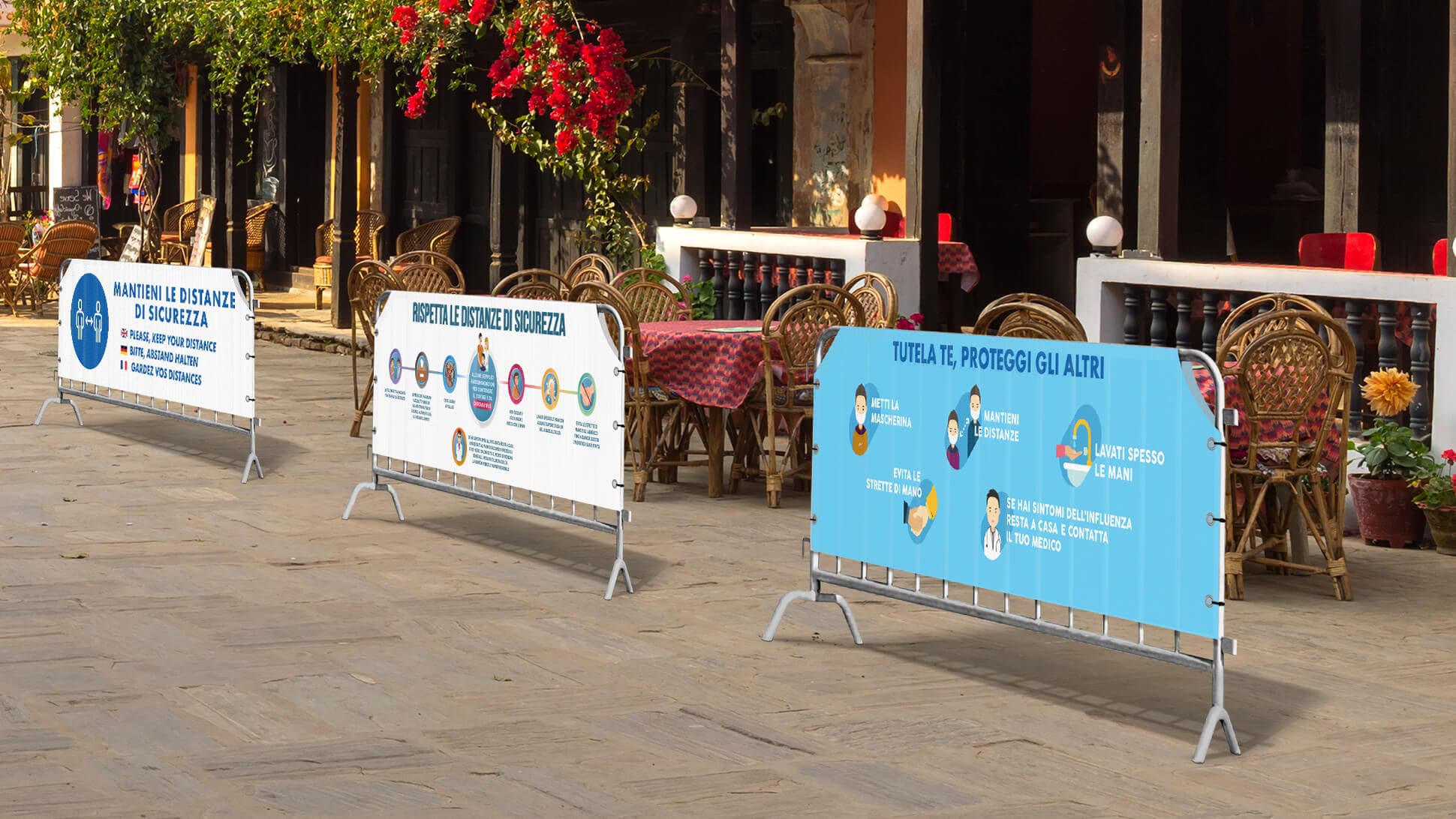 Copritransenna in TNT con grafica prestampata per locali turistici| tictac.it Copritransenna in TNT con grafica prestampata per locali turistici| tictac.it