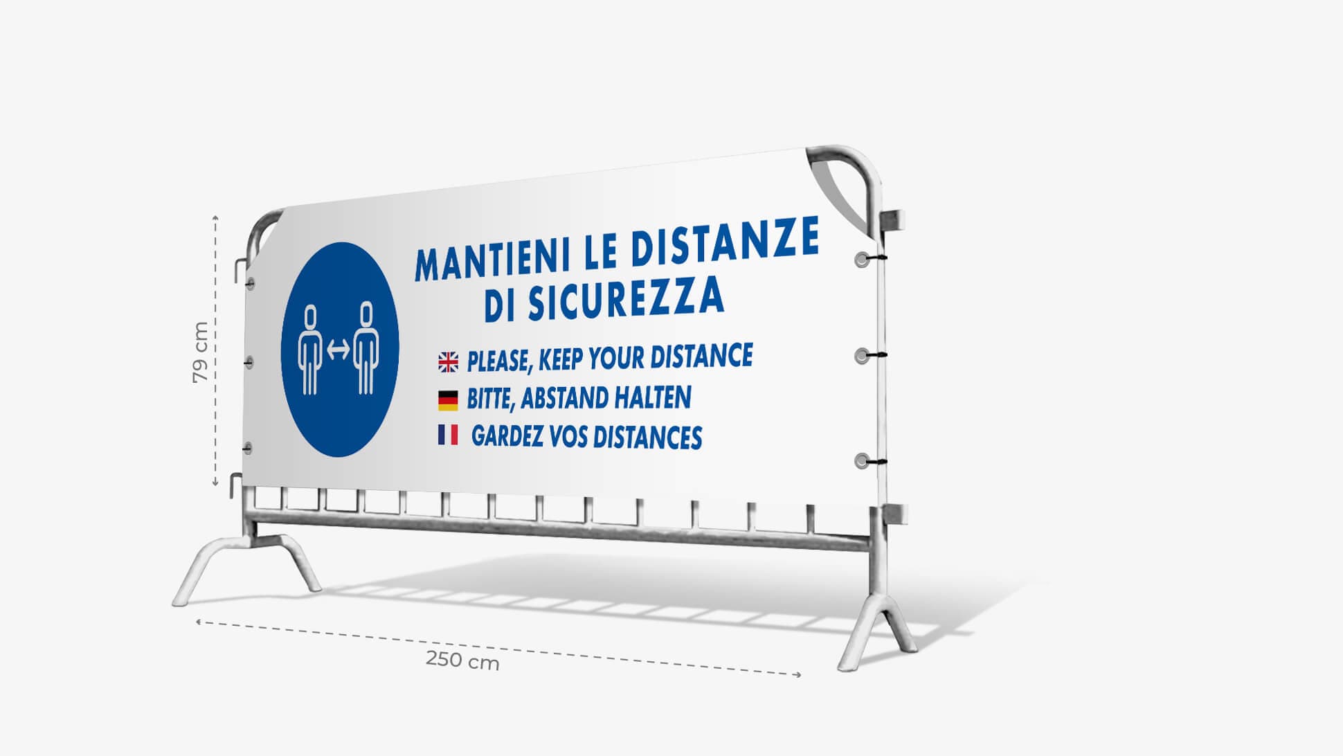 Copritransenna in PVC con grafica prestampata mantieni le distanze di sicurezza | tictac.it Copritransenna in PVC con grafica prestampata mantieni le distanze di sicurezza | tictac.it