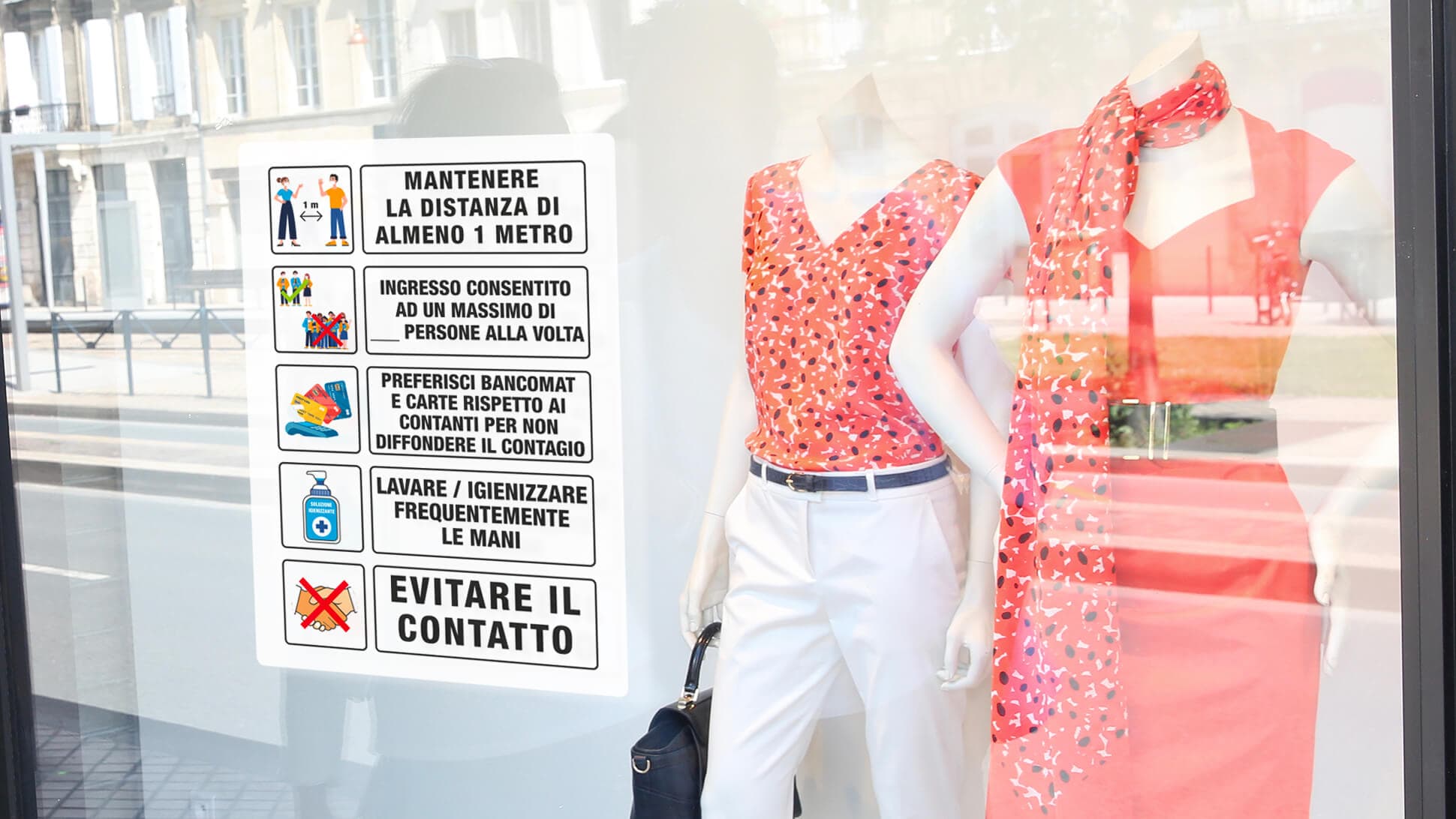 Indicazioni adesive covid per vetrine, negozi, locali, reception, | tictac.it Indicazioni adesive covid per vetrine, negozi, locali, reception, | tictac.it