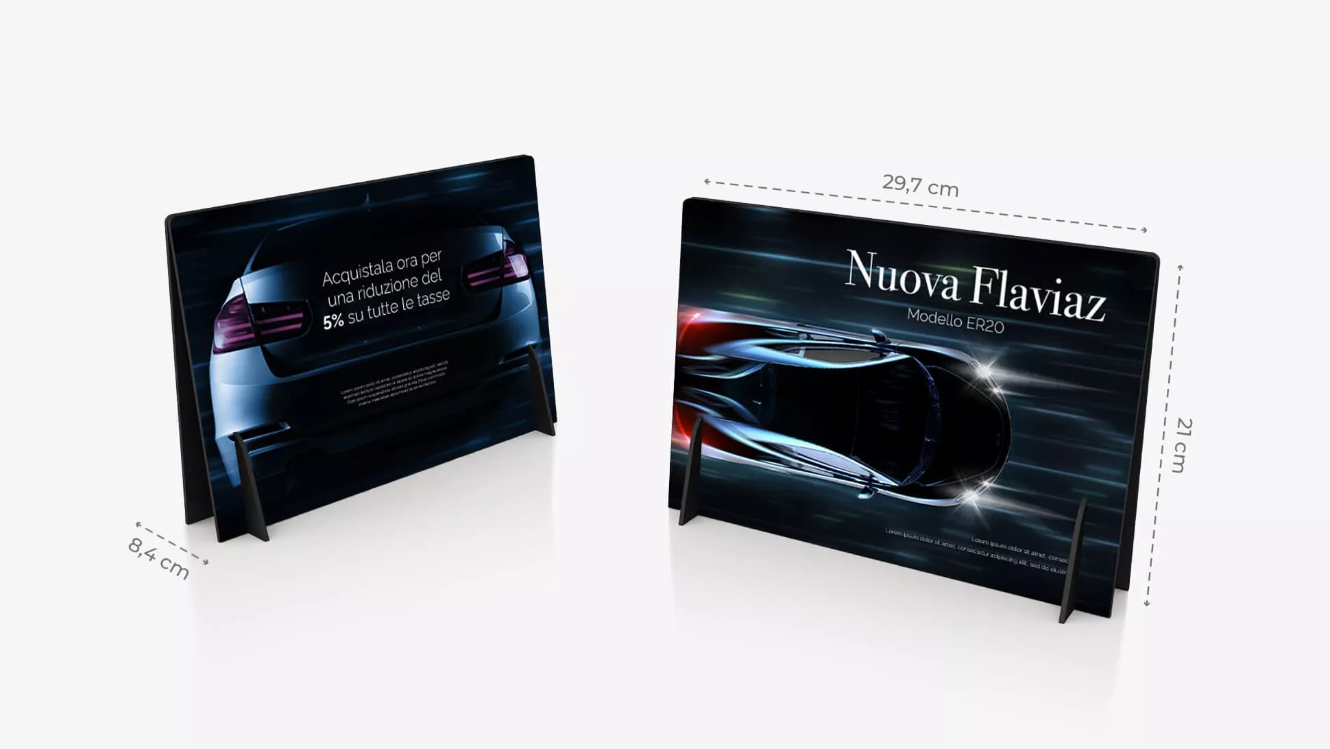 Display doppio A4 orizzontale nero con grafica | tictac.it	
