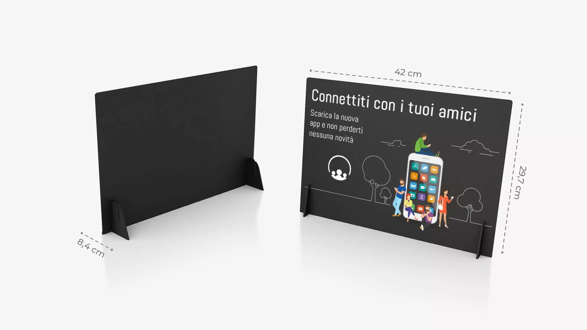 Display da banco in PVC nero A3 orizzontale | tictac.it