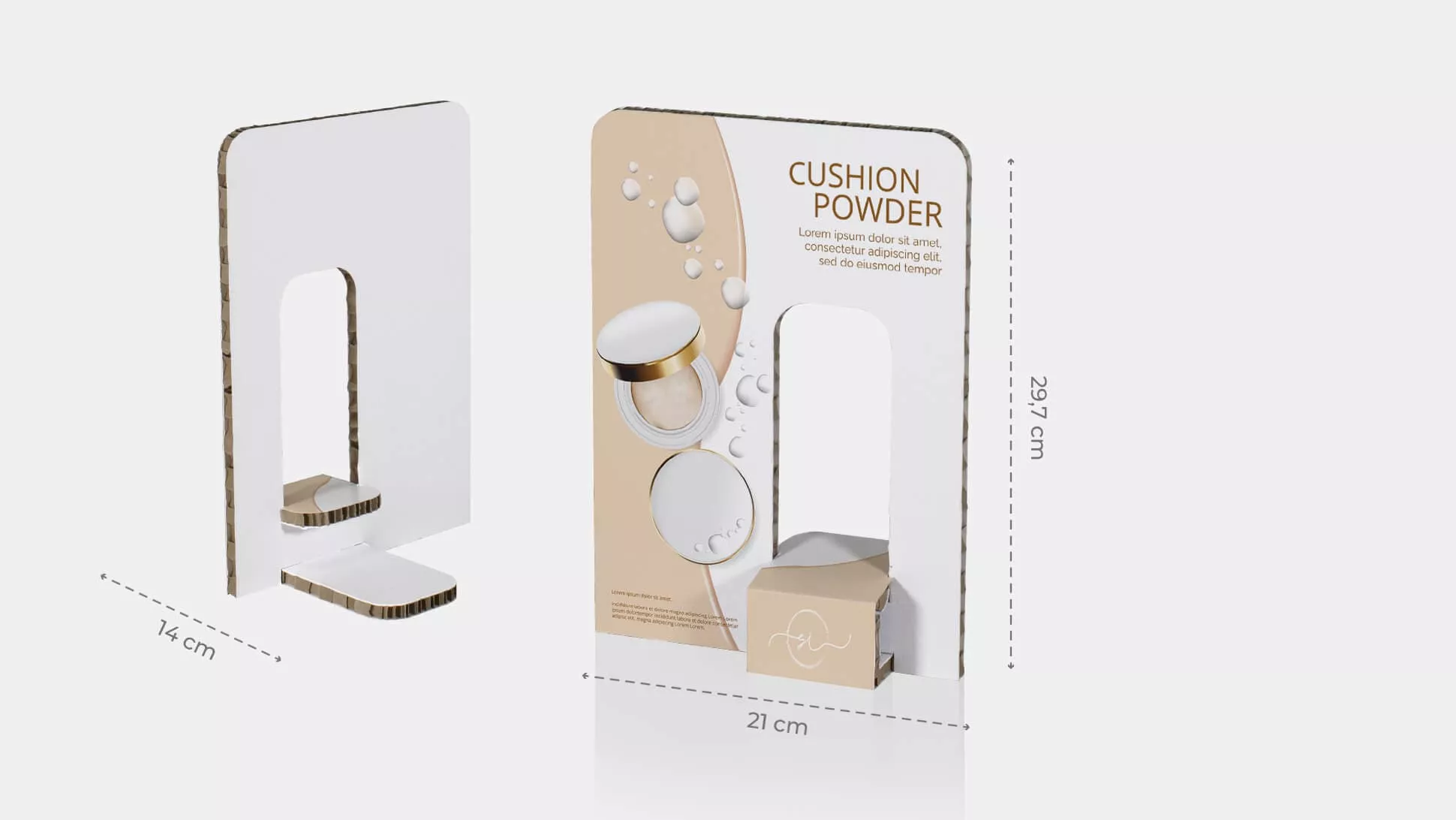 Espositore Kiwi 2 con portaprodotti a destra in cartone bianco | tictac.it
