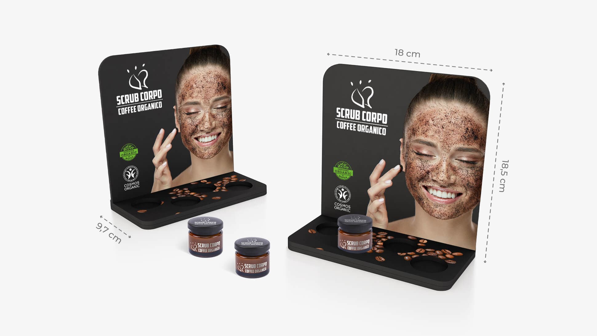 Espositore da banco Mirtillo con fori personalizzabili alla base per cosmesi | tictac.it Espositore da banco Mirtillo con fori personalizzabili alla base per cosmesi | tictac.it