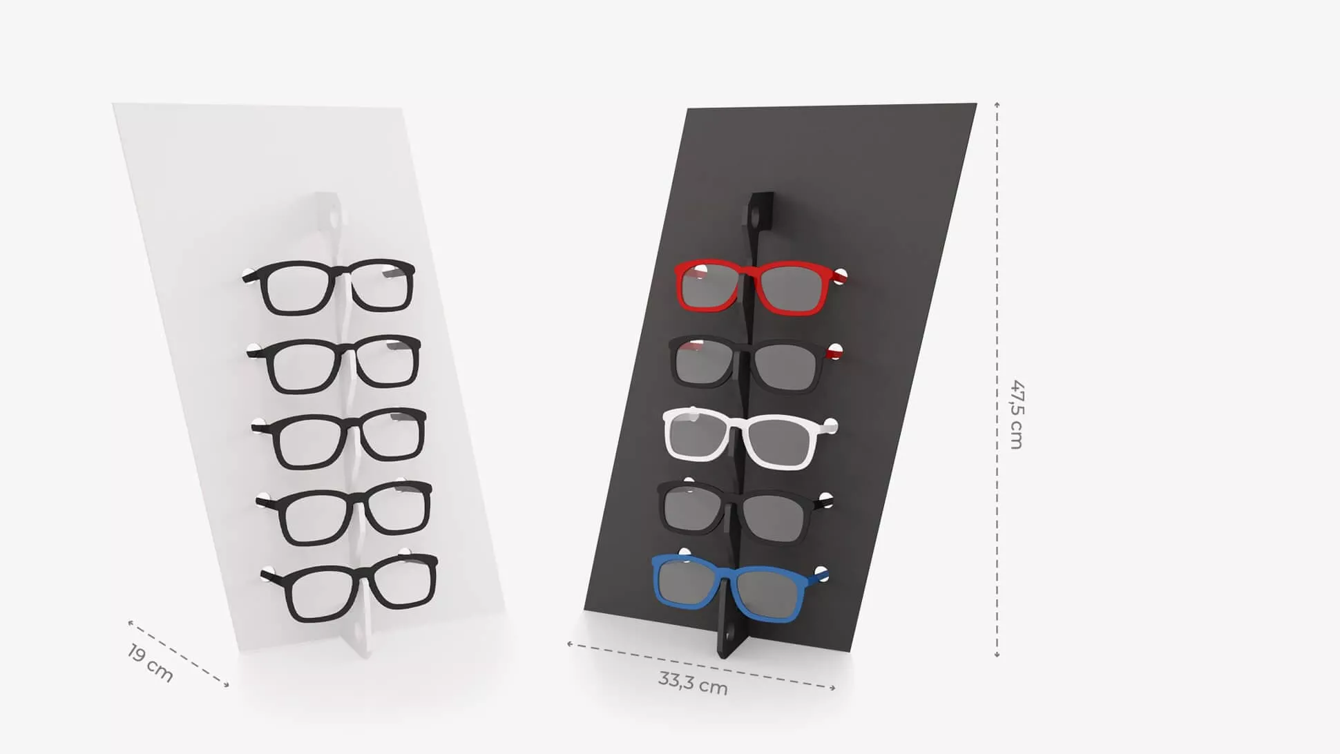 Portaocchiali da banco in Forex 3mm Diago disponibile nella variante bianca o nera | tictac.it