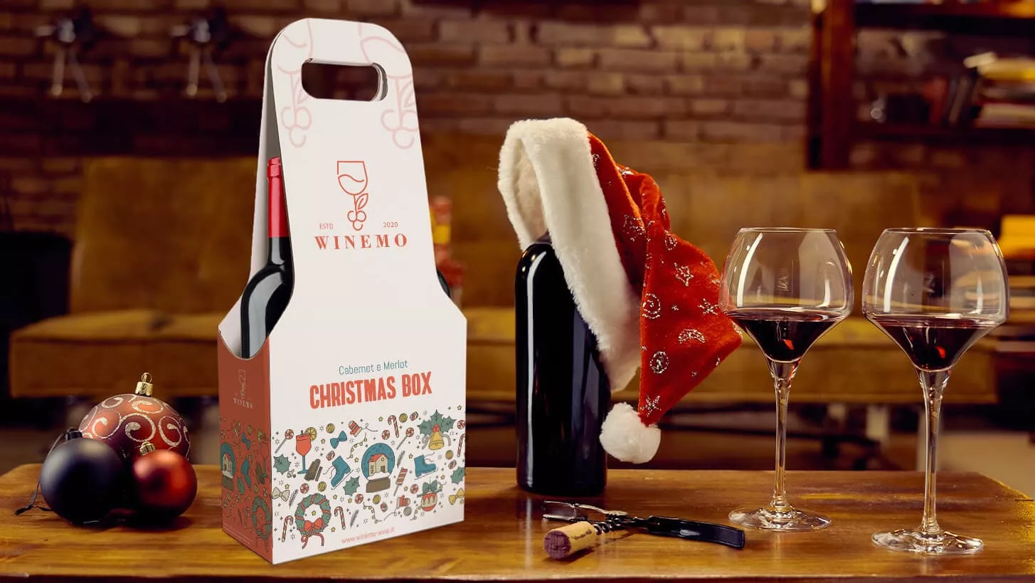 Confezione per due bottiglie di vino edizione Natale | tictac.it