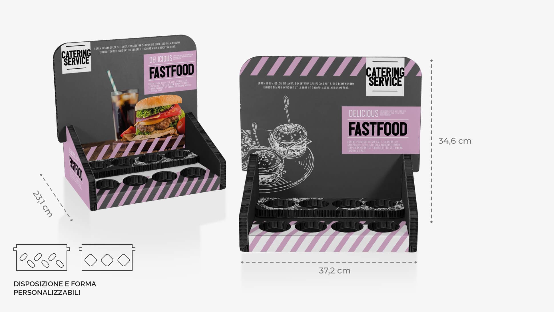 Espositore da banco Lampone color nero con fori personalizzabili alla base | tictac.it Espositore da banco Lampone color nero con fori personalizzabili alla base | tictac.it