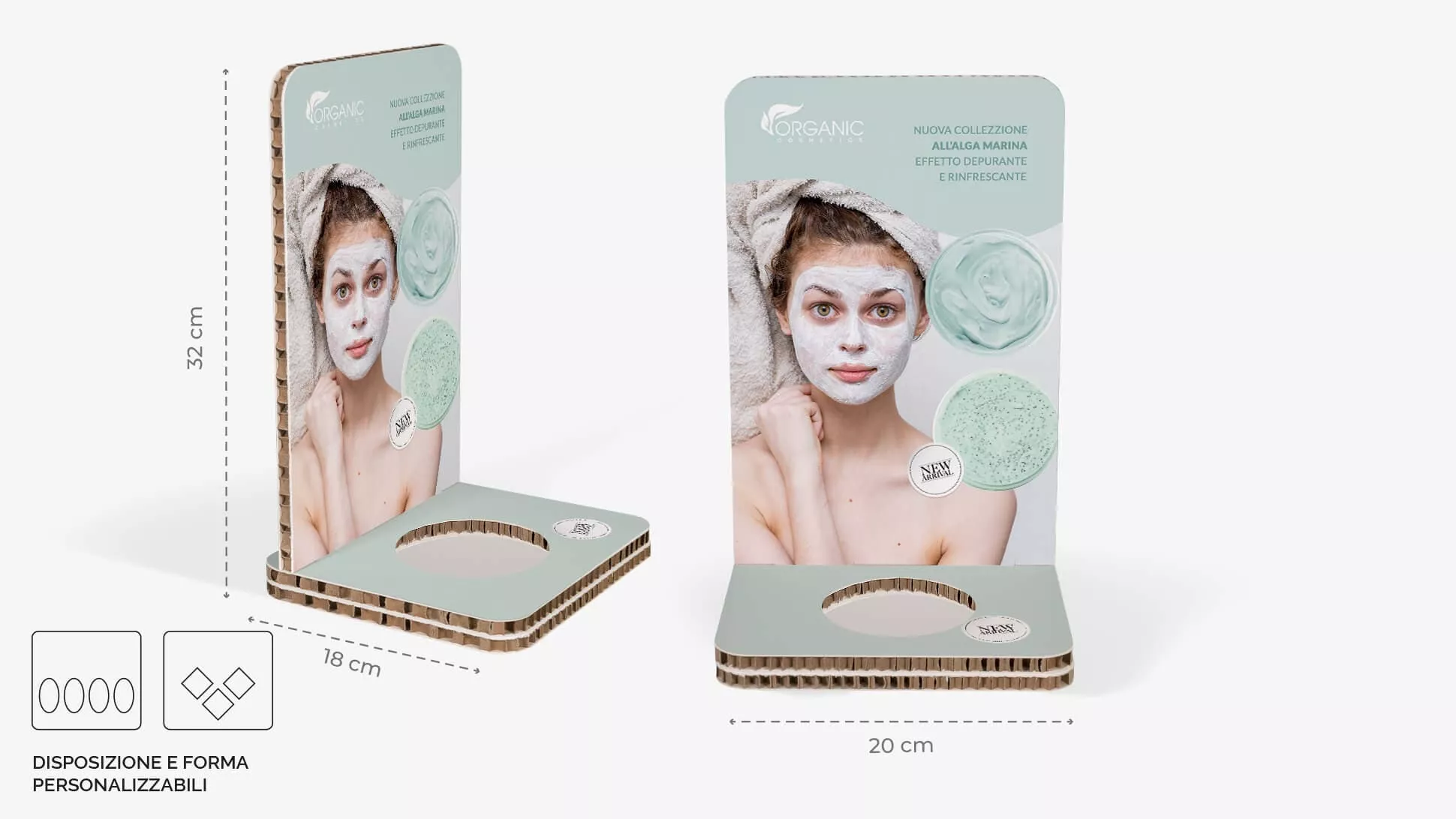 Display da banco in cartone alveolare 20x32 cm - prodotti cosmetici e cura personale  | tictac.it