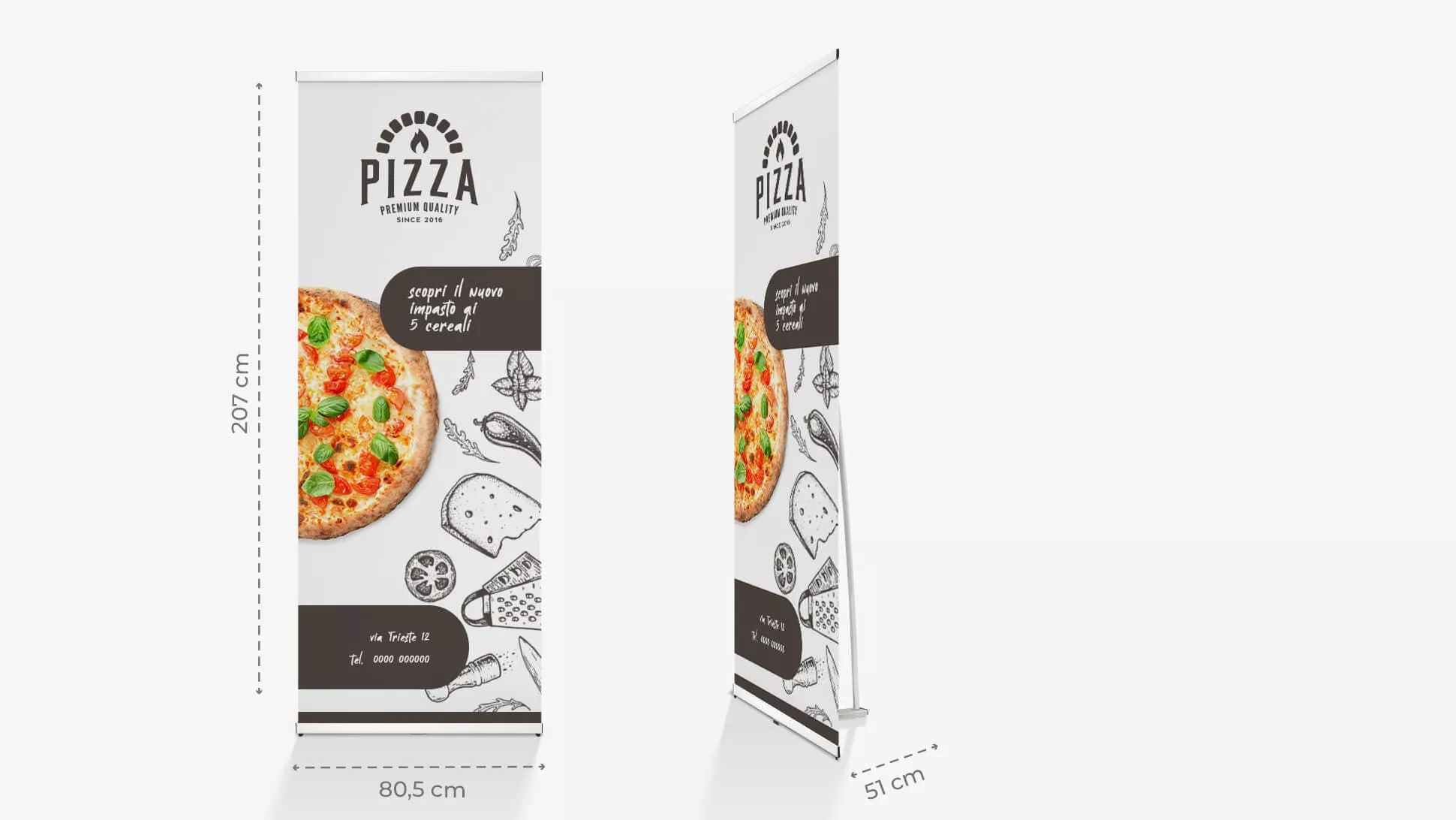 Roll Up Mitico con grafica pizzeria | tictac.it