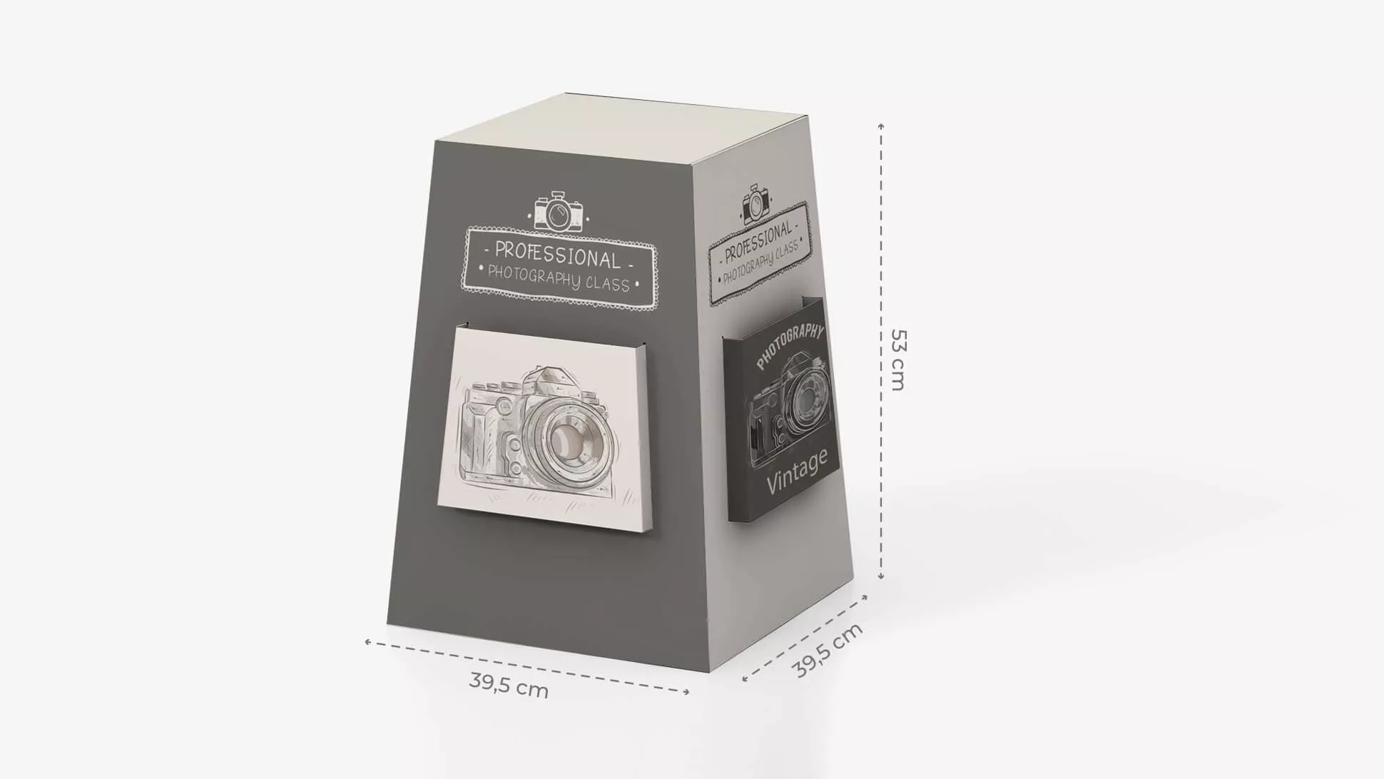 Espositore portavolantini da banco con grafica vintage | tictac.it