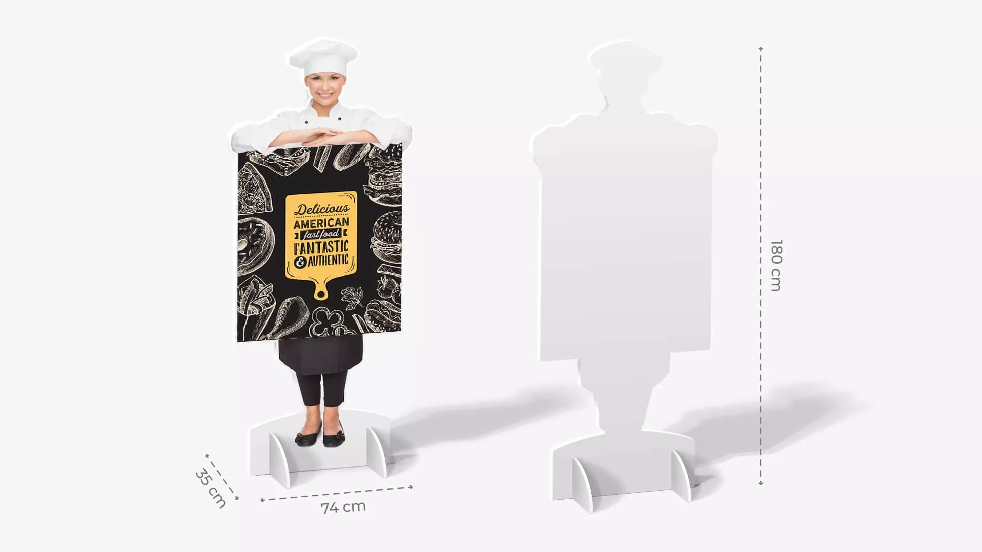 Sagome prestampate autoportanti in polionda con cuoca e grafica | tictac.it	