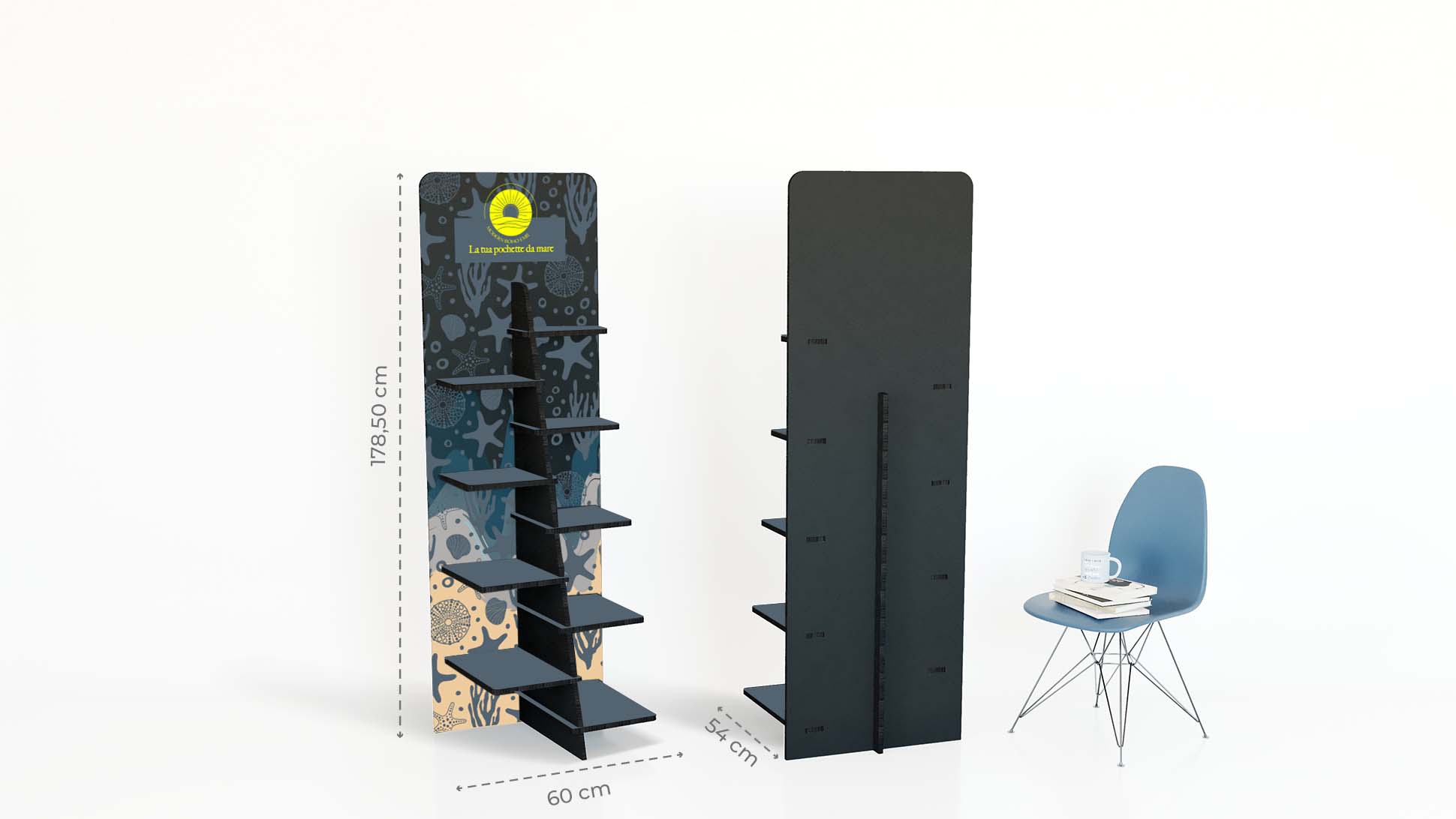Portaprodotti nero personalizzabile con 9 ripiani | tictac.it