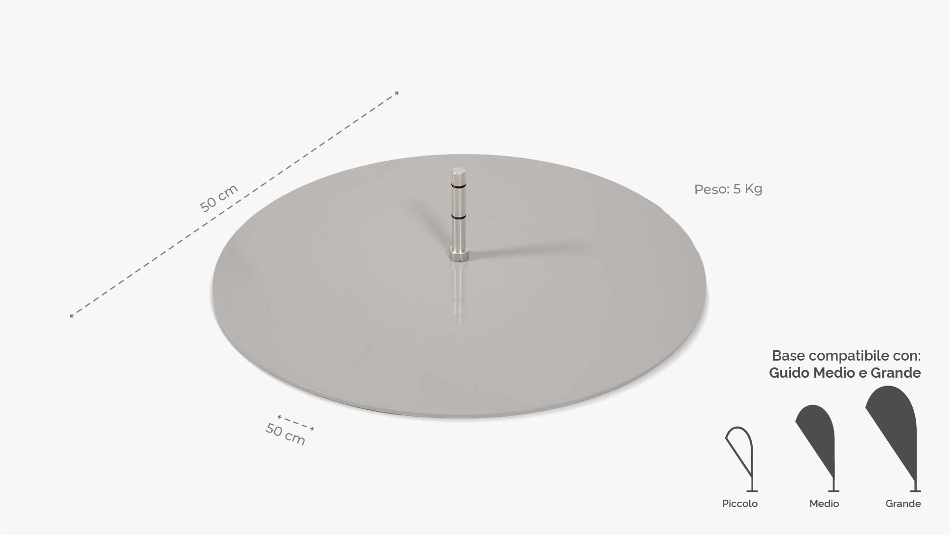 Base in metallo grigia per Guido Medio e Grande | tictac.it