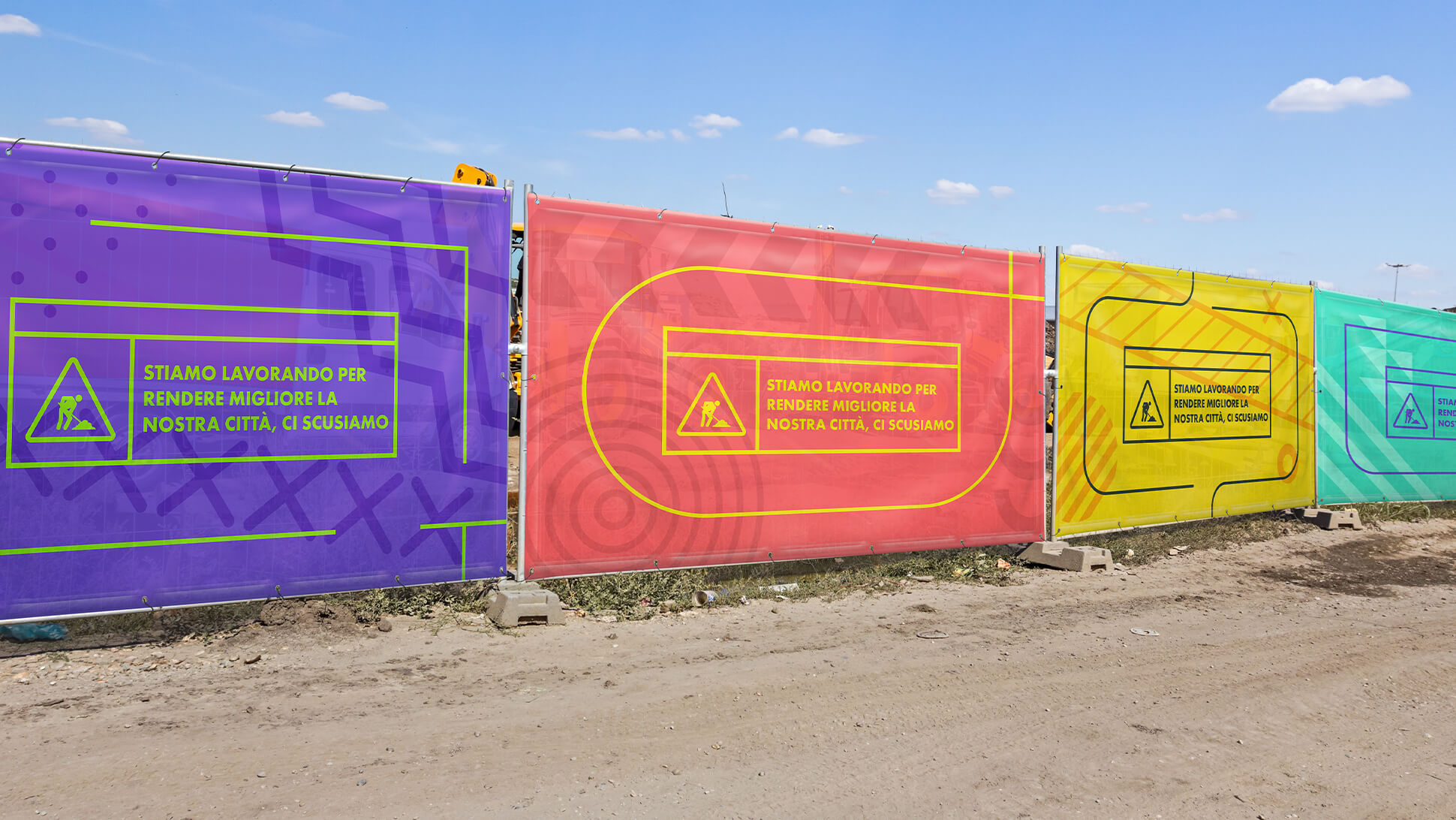 Striscione per recinzioni da cantiere in rete mesh microforata antivento | tictac.it