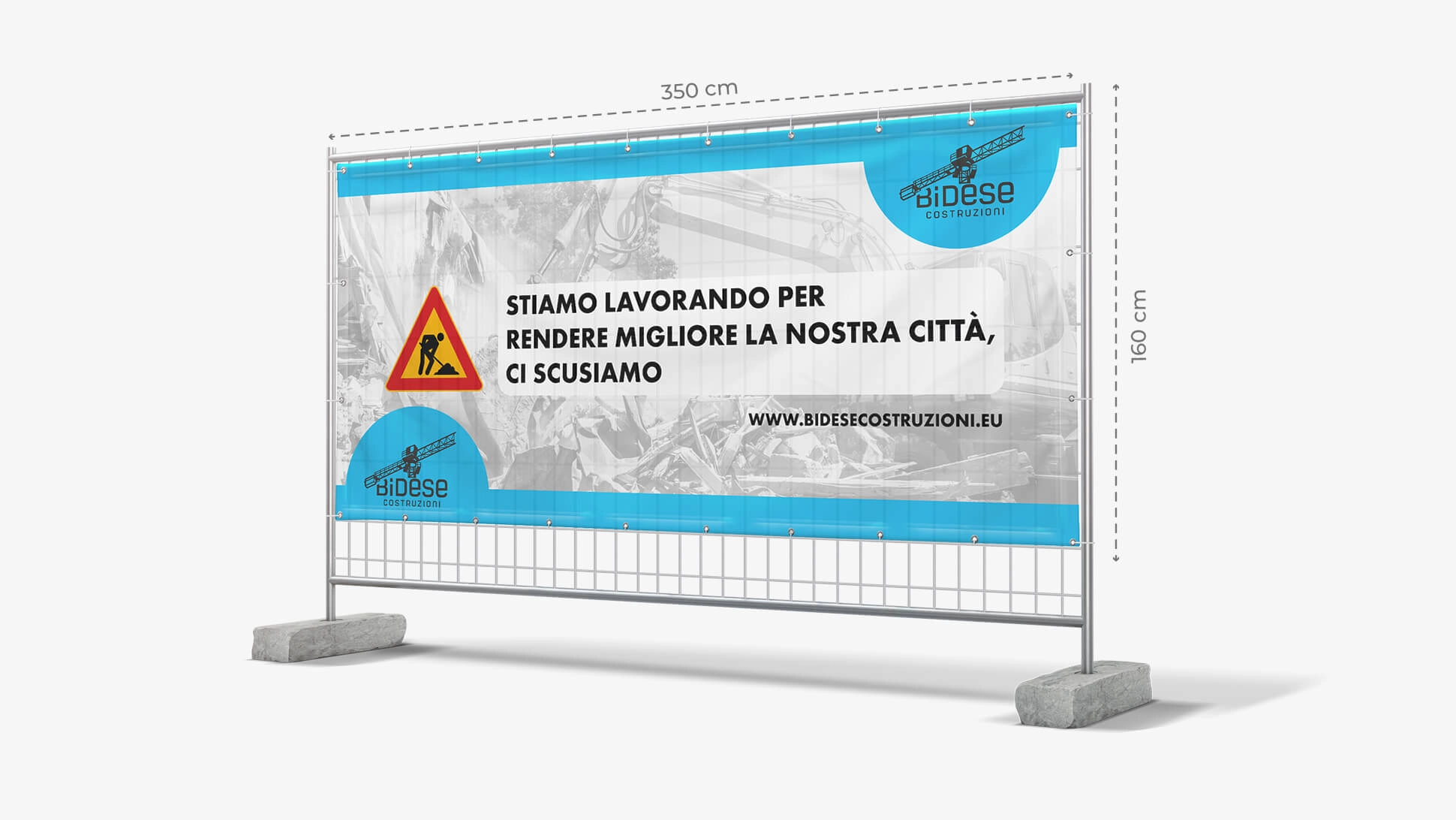 Banner pubblicitario o informativo per recinzioni mobili per cantieri | tictac.it