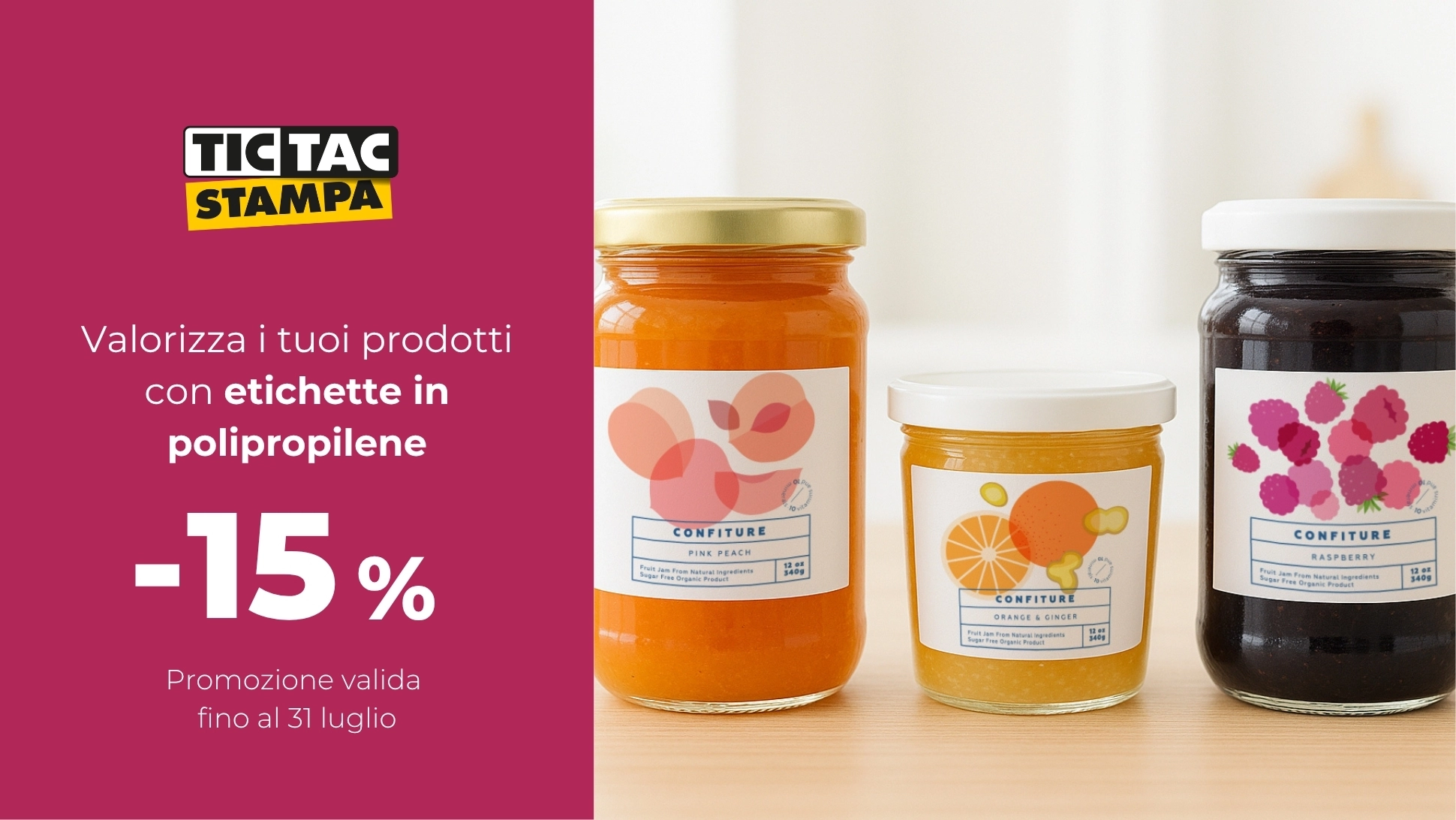 -15% su etichette in polipropilene bianco