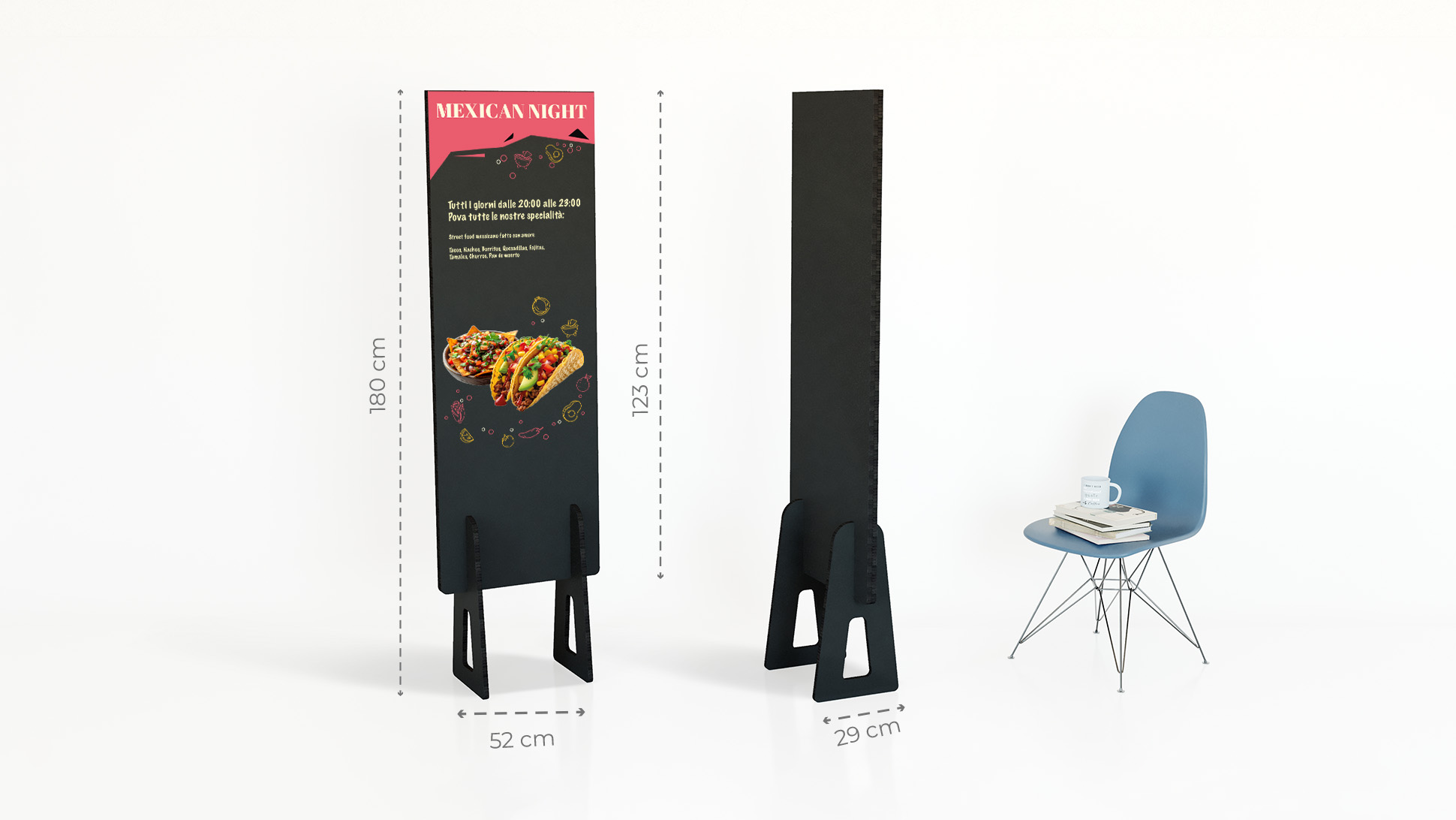 800.2222-02 monofacciale grande bianco con grafica personalizzabile ristoranti-sport-cosmesi| tictac.it