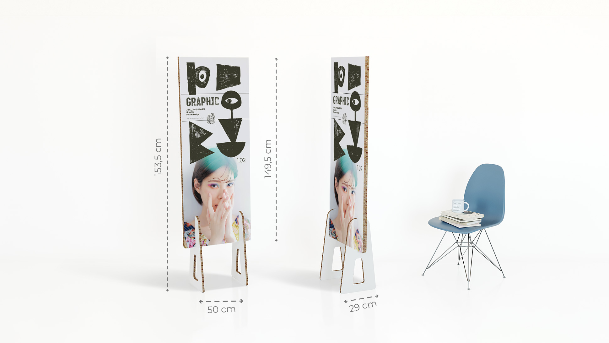 Totem bifacciale Piedone green colore bianco per mostre | tictac.it