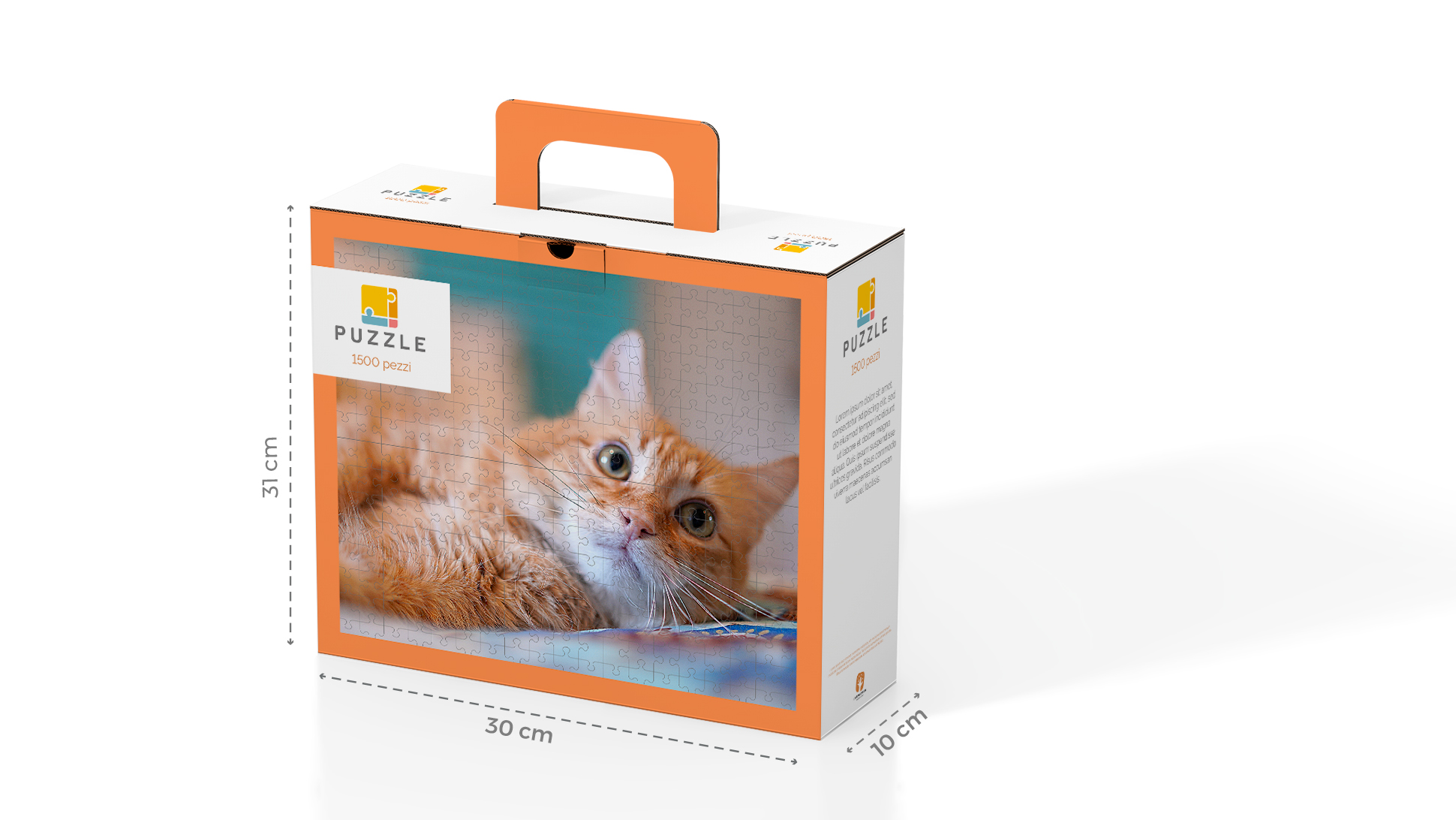 Valigia in cartone 30x31 cm con grafica puzzle | tictac.it