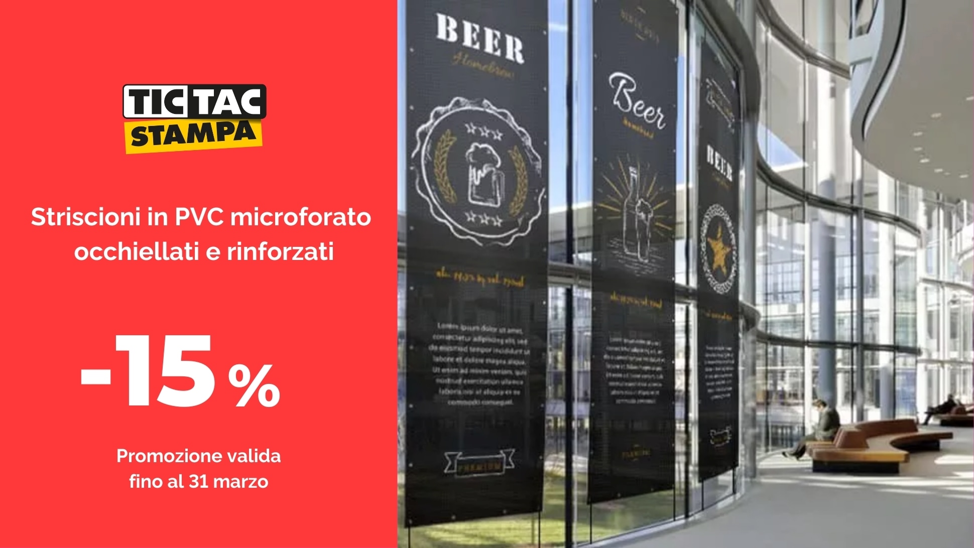 Striscione microforato rinforzato ed occhiellato | tictac.it