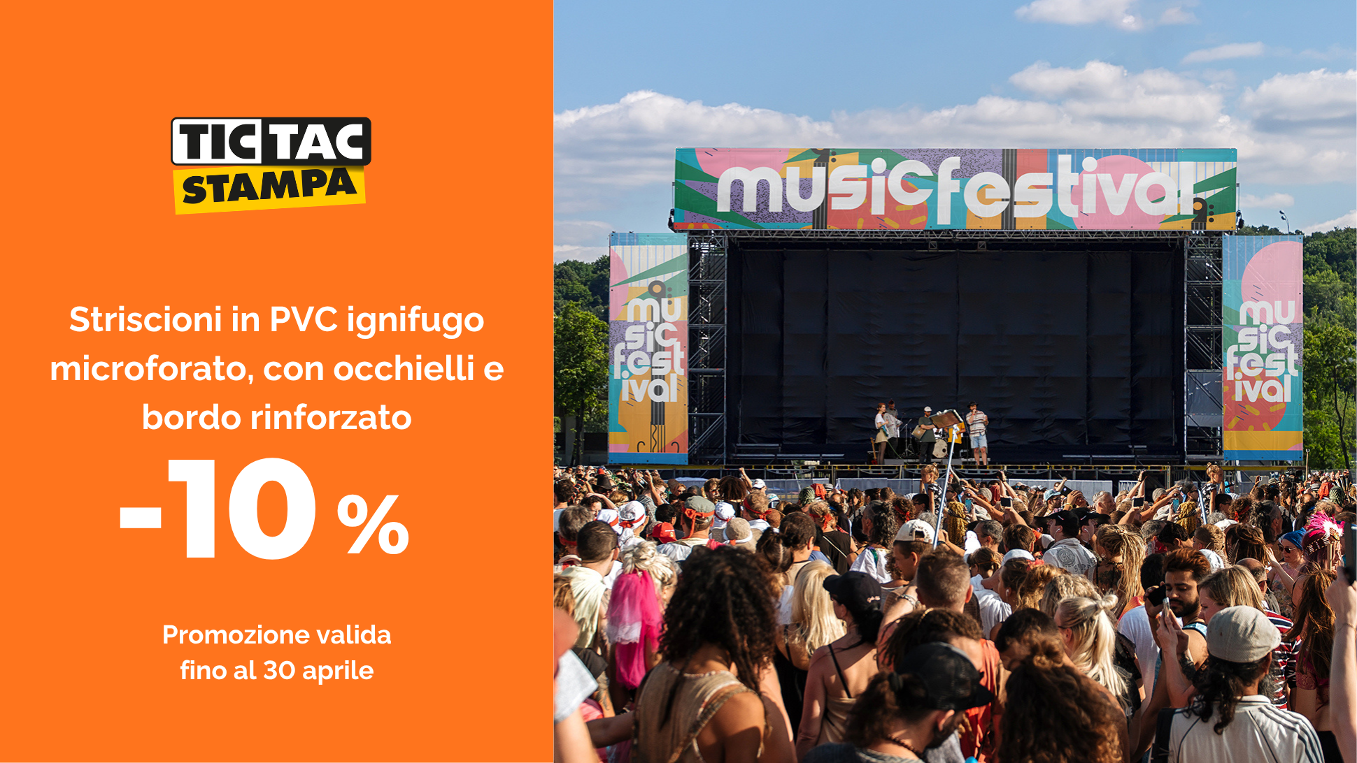 Striscione microforato ignifugo rinforzato ed occhiellato | tictac.it