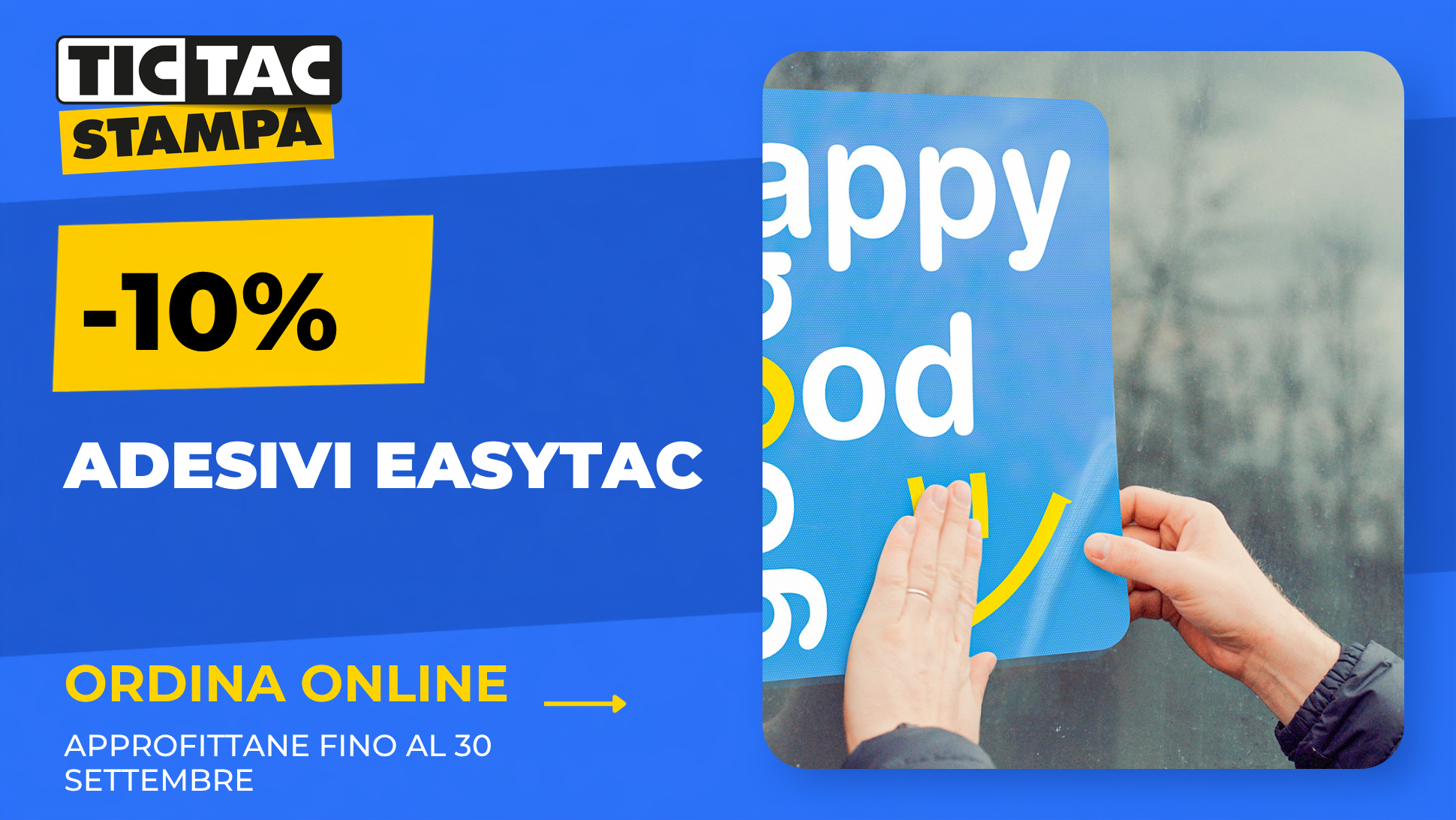 Adesivo vetrofacile EasyTac bianco con microventose | tictac.it