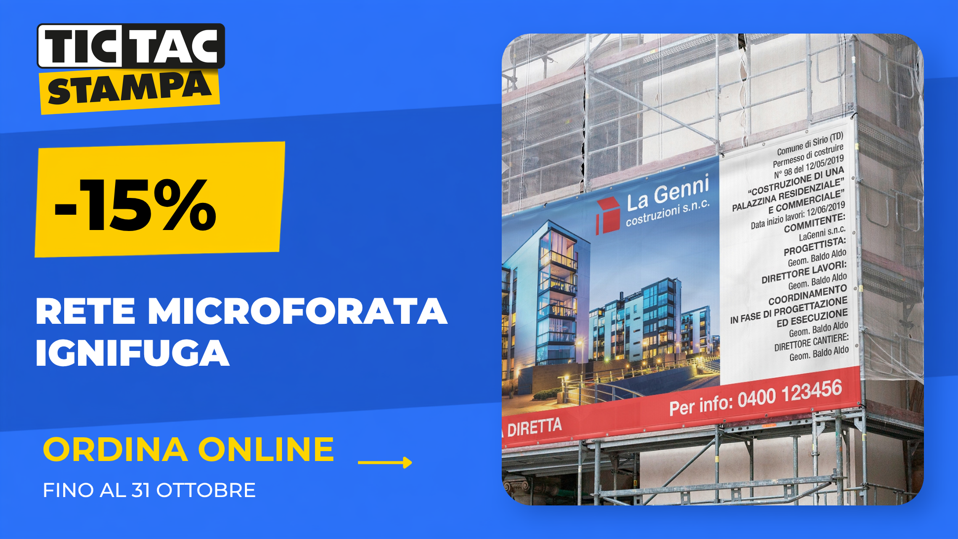 Striscione microforato ignifugo personalizzabile | tictac.it