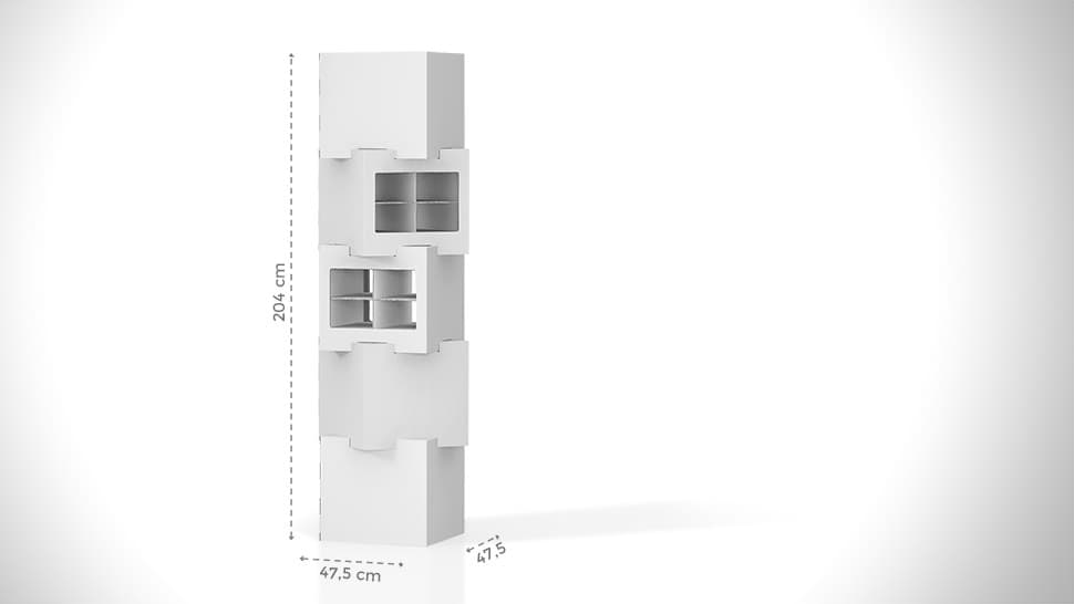 Espositore prodotti personalizzabile con 4 cubi sovrapposti h204 cm | tictac.it