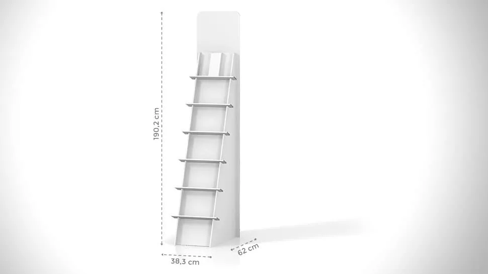 Portaprodotti inclinato con scaffalatura h190cm – grafica personalizzata | tictac.it