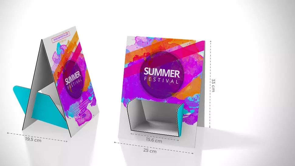 Portadepliant da tavolo bifacciale con grafica summer festival | tictac.it