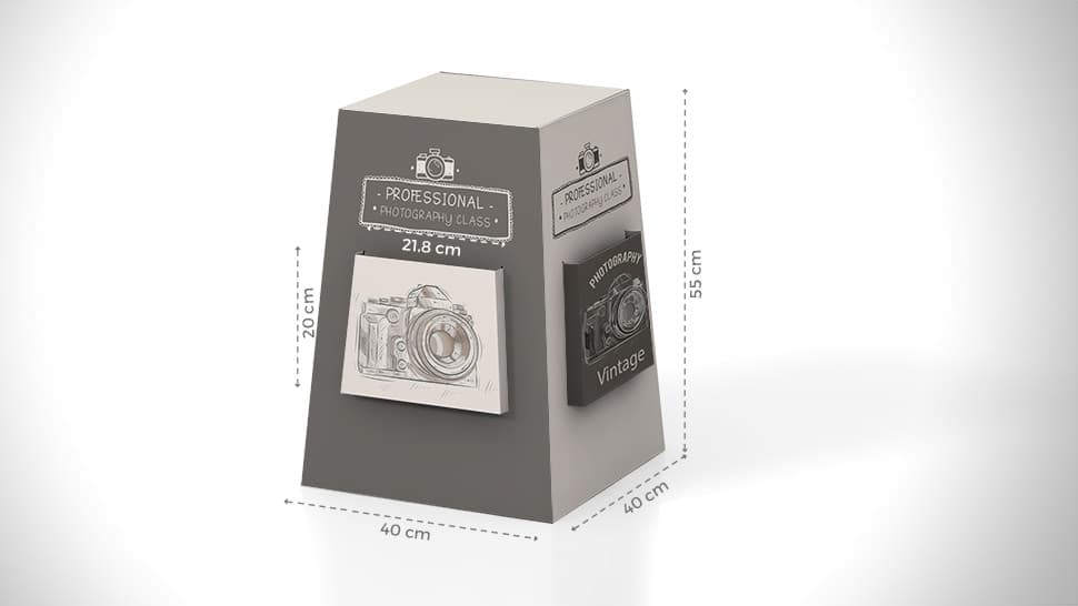Espositore portavolantini da banco con grafica vintage | tictac.it Espositore portavolantini da banco con grafica vintage | tictac.it