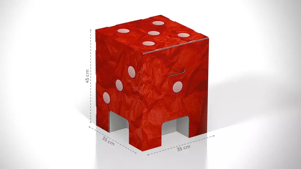 Sgabello in cartone con grafica dado | tictac.it