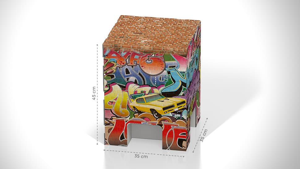 Sgabello in cartone con grafica gaffiti | tictac.it